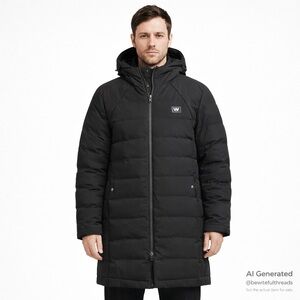 Alexander Wang XXL Black Longline Puffer Parka Hooded Designer Coat AS IS